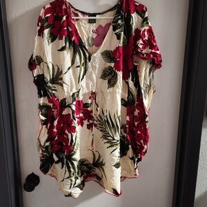 Floral V-Neck Women Swim Cover Dress